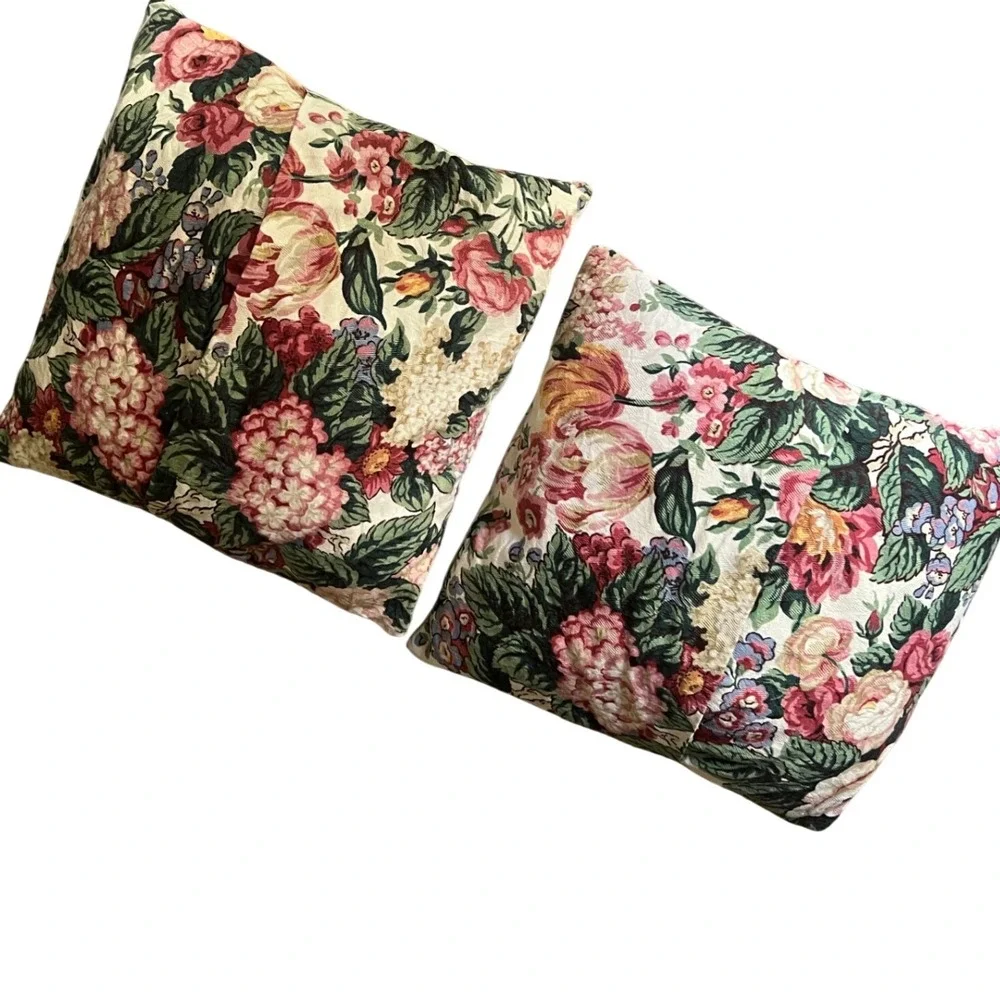 Vintage Ralph Lauren Floral Throw Pillow Covers(2) Reversible 17 English Cottage